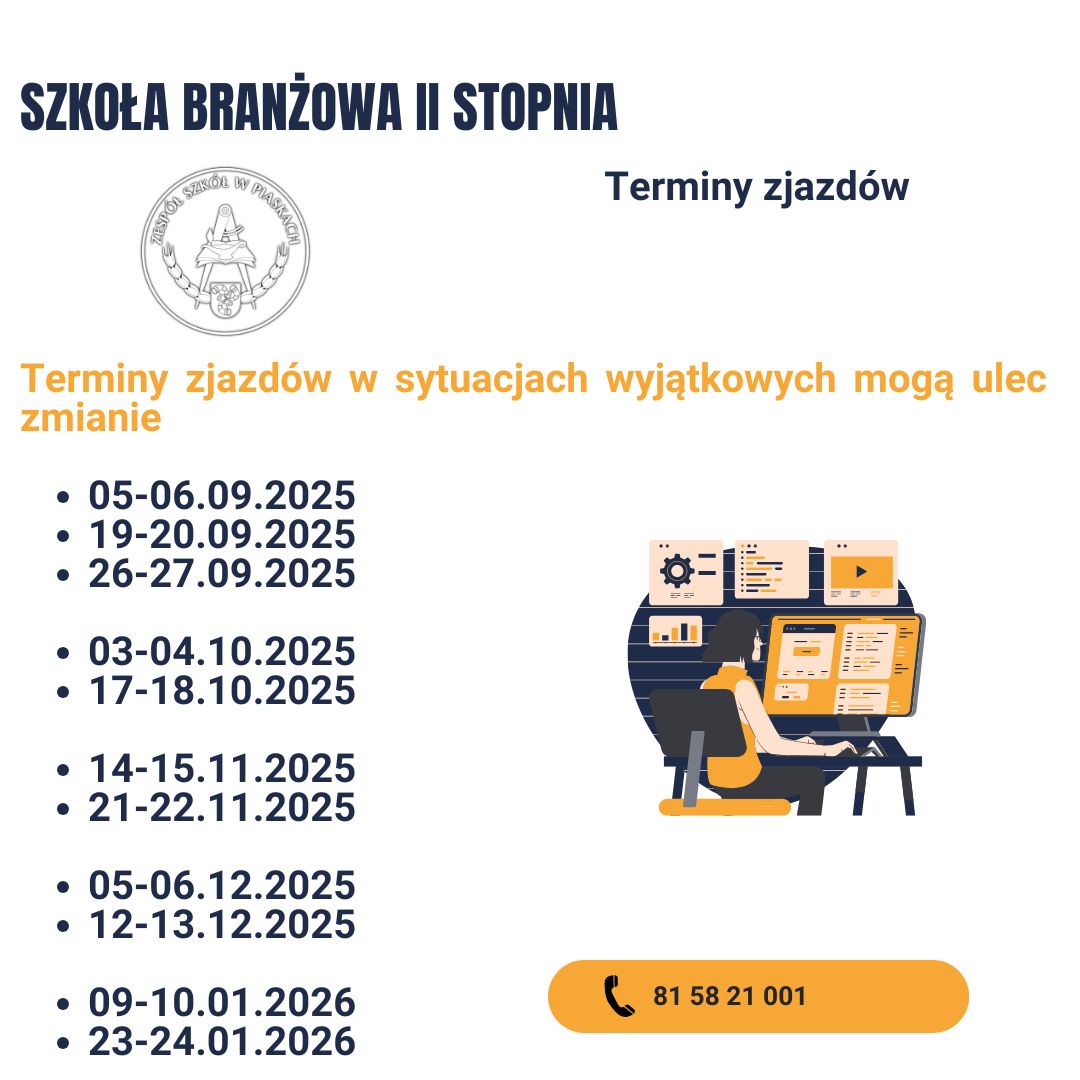 terminy branżowej 2 stopnia